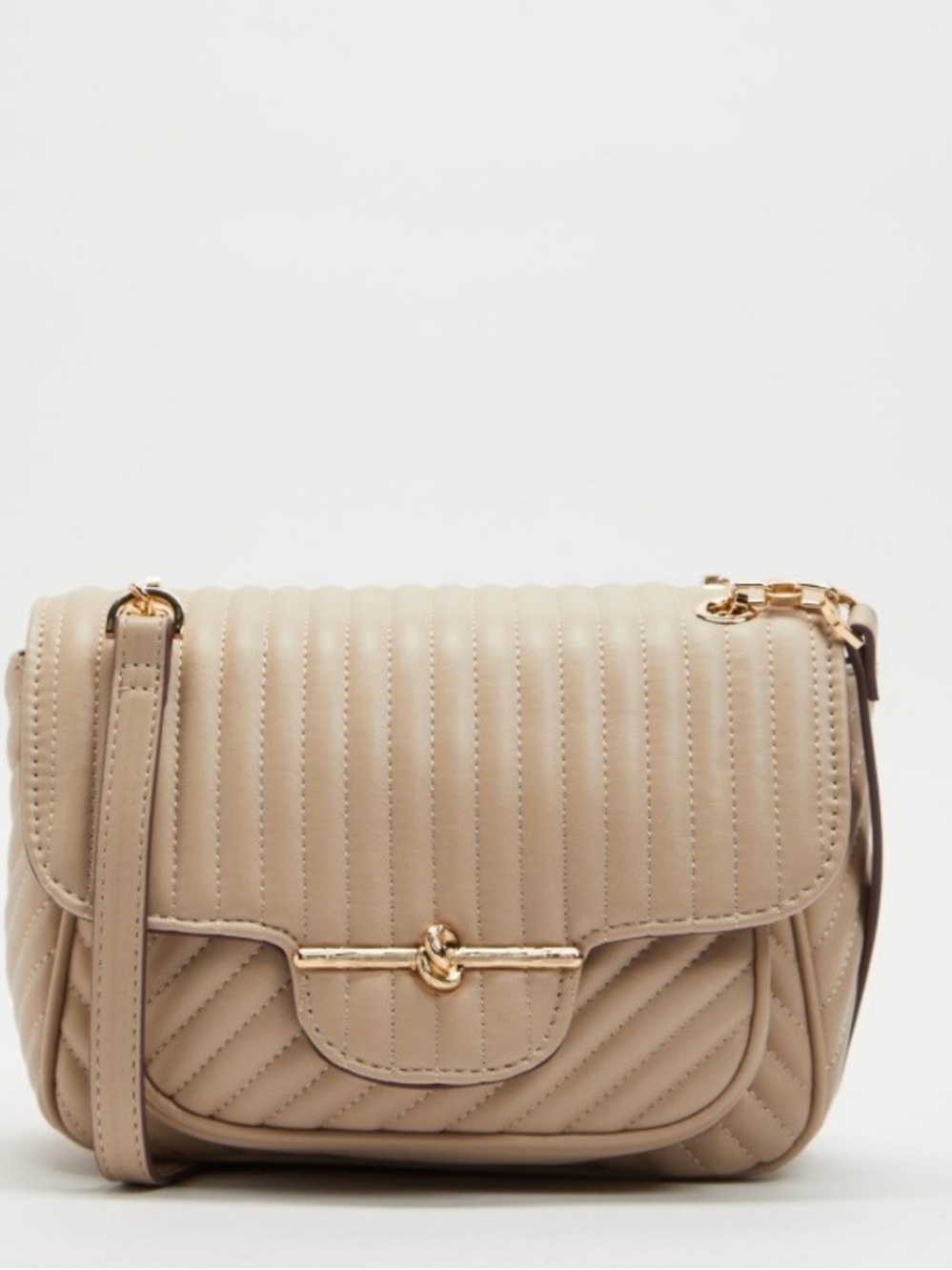 Quilted Crossbody Shoulder Bag in Beige